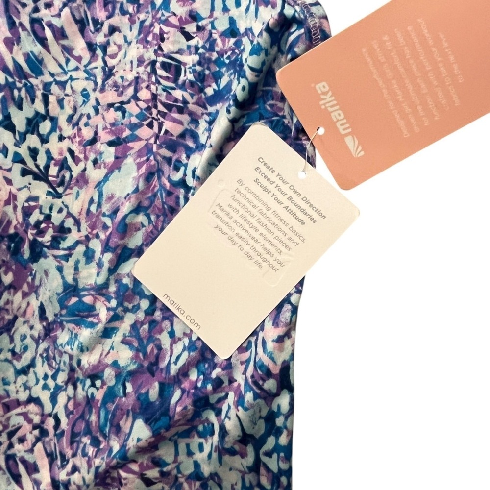 Marika Girls Performance Tank Top Tie Dye Blue Pink Tie Back Accent L 14/16 NEW - Picture 3 of 7